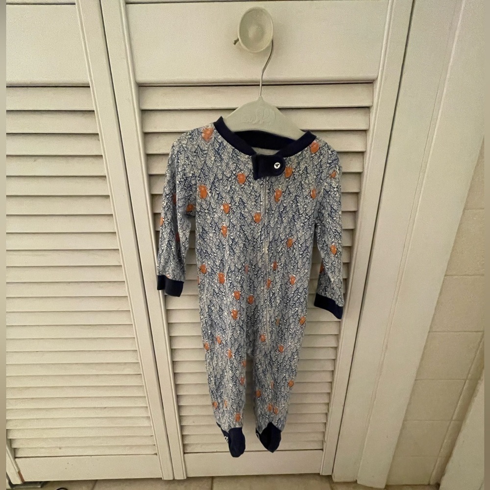 Burt’s bees baby- zip up footed pjs- baby boy 3-6 mo